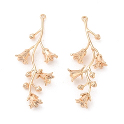 Настоящее золото 18K Латунные подвески, без кадмия, без никеля и без свинца, цветочный шарм, реальный 18 k позолоченный, 47x18x6 мм, отверстие : 1.5 мм