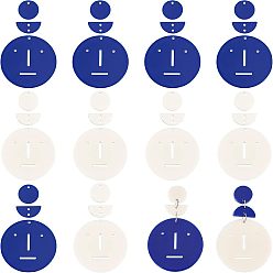 Mixed Color 36Pcs 6 Style Acrylic Pendants, for DIY Earring Accessories, Flat Round with Expression & Half Round, Mixed Color, 7~35x2mm, Hole: 1.2~1.5mm, 6pcs/color