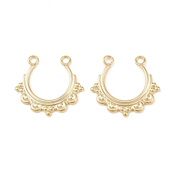 Настоящее золото 24K 304 подвески из нержавеющей стали, арка, реальный 24 k позолоченный, 23x25x1.5 мм, отверстие : 2.2 мм