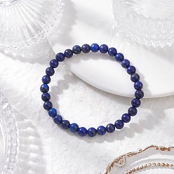 Ляпис-Лазурь Браслеты из натурального окрашенного лазурита с бусинами для мужчин и женщин, круглые, 1/4 дюйм (0.65 см), внутренний диаметр: 2-3/8 дюйм (6 см)