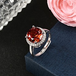 Круглые 925 Кольца из стерлингового серебра с паве из кубических цирконий, Реальная платина, круглые, размер США 7 1/2 (17.7 мм), круглый : 13 мм