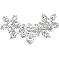 Кристалл Термонашивки со стразами, латунь на заплатках, термоклей на спине, для свадебной тематики платье туфли украшение одежды, полукруглый цветок, кристалл, 170x90x5.5 мм