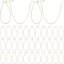 Золотой 200шт. латунные серьги-кольца, почка, без свинца и без кадмия, золотые, 18 датчик, 43x20x1 мм, штифты : 1 мм