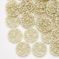 Light Gold Alloy Links connectors, Flat Round with Star, Light Gold, 20.5x1mm, Hole: 1.5mm