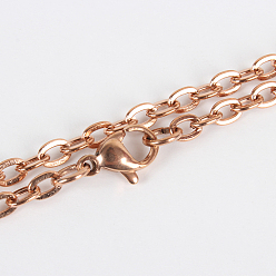 Rose Gold 304 Stainless Steel Cable Chain for Necklace Making, with Lobster Claw Clasps, Vacuum Plating, Rose Gold, 23.6 inch(59.9cm)