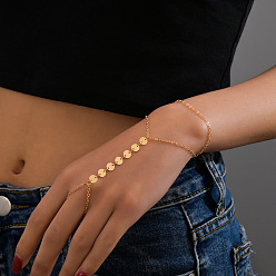 Золотой Сплав плоские круглые звенья браслеты кольца для женщин, золотые, 14-1/8 дюйм (36 см)