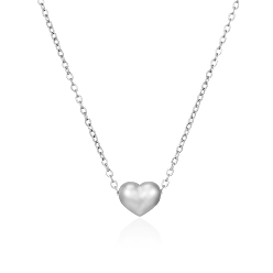 Серебро Ожерелья из нержавеющей стали с подвеской в форме сердца для женщин, повседневная одежда, стильные украшения, серебряные, 16.54 дюйм (42 см)