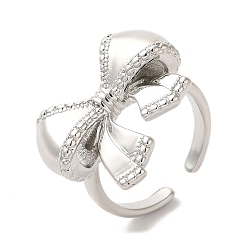 Платина Латунные открытые кольца, без кадмия и без свинца, бантом, платина, внутренний диаметр: 17 мм