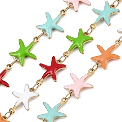 Настоящее золото 18K 304 Цепи из нержавеющей стали с эмалированными звездами, пайки, ионное покрытие (ip), без свинца, без кадмии и без никеля, реальный 18 k позолоченный, 13x10.5x2 мм