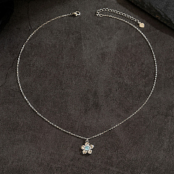 Платина Элегантные латунные подвески-цветы с кубическими циркониями глубокого небесно-голубого цвета для женщин, платина, 15.75 дюйм (40 см)