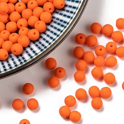 Orange Red Czech Glass Beads, Round, Orange Red, 4mm, Hole: 0.8mm, about 1170pcs/bag