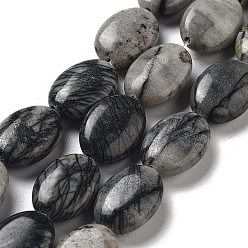 Камень Сетки Природные netstone бисер нитей, Плоско-овальные, 18~18.5x13~13.5x6~6.5 мм, отверстие : 1.2 мм, около 11 шт / нитка, 7.76 дюйм (19.7 см)