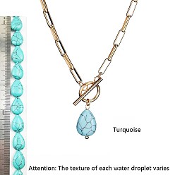 Синтетическая Бирюза Кулон из искусственной бирюзы 304 цепочка из нержавеющей стали в виде скрепки или ожерелье для женщин, золотые, 18.11 дюйм (46 см)