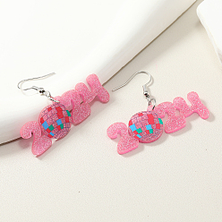 Pink Шикарный номер 2024 акриловые висячие серьги, платина, розовые