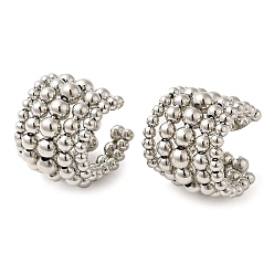 Платина Круглые серьги-гвоздики из латуни с покрытием из бисера, серьги-кольца, платина, 23x19 мм