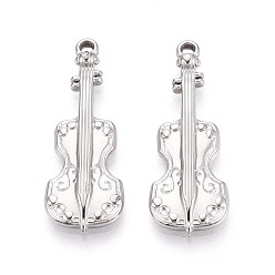 Нержавеющая Сталь Цвет 304 подвески из нержавеющей стали, скрипка, цвет нержавеющей стали, 32x11x3 мм, отверстие : 1.8 мм