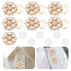 Золотой Сплав горный хрусталь запонки, с пуговицами из искусственного жемчуга и акрила, золотые, 27.5x24.5x12 мм, отверстие : 5.5x12.5 мм