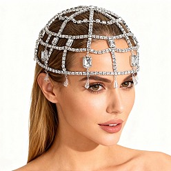 Платина Повязки на голову из сплава со стразами для женщин, платина, внутренний диаметр: 180~185 мм
