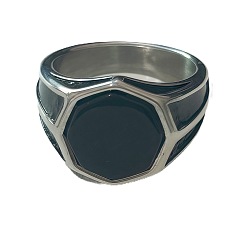 Нержавеющая Сталь Цвет 304 мужские перстни из нержавеющей стали со стеклом, восьмиугольник, цвет нержавеющей стали, размер США 8 (18.1 мм)