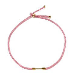Hot Pink Adjustable Nylon Cord Necklace Making, with Brass Beadable Bar, Golden, Hot Pink, 18.11x0.16 inch(46x0.4cm)