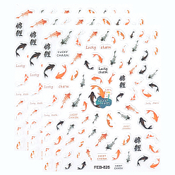 Разноцветный 3шт. самоклеящиеся наклейки для ногтей в виде рыбок из АБС-пластика, украшение для украшения ногтей, красочный, 9.5x8x0.05Шаблон в см: 5~16x2~16мм