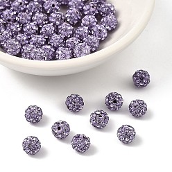 Фиолетовый Бусины со стразами, полимерная глина , pave disco бусины, класс А, половине просверлил, круглые, фиолетовые, С. 9 (1.5 мм), 1.6 мм, отверстие : 6 мм