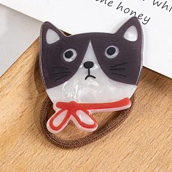 Красный Симпатичные пластиковые резинки для волос в форме кошки из ПВХ, Резинки для волос, Держатель конского хвоста, красные, 38x40 мм