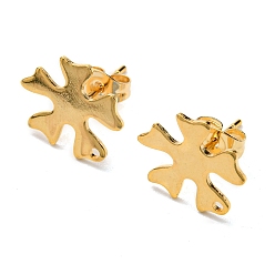 Real 24K Gold Plated 201 Stainless Steel Stud Earrings Finding, with 304 Stainless Steel Pins, Flower, Real 24K Gold Plated, 13x13mm, Hole: 1mm, Pin: 0.8mm