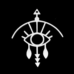 Нержавеющая Сталь Цвет Устойчивые к потускнению 201 подвески из нержавеющей стали, лазерная резка, глаз, цвет нержавеющей стали, 38.5x32x1 мм, отверстие : 1.5 мм