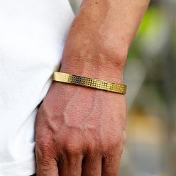 Золотой Европейско-американские 201 браслеты из нержавеющей стали с шарнирным креплением для мужчин и женщин, ромб узор с, золотые, внутренний диаметр: 2-1/2 дюйм (6.5 см)