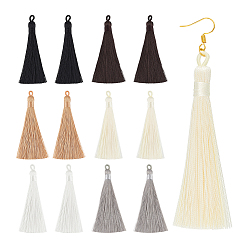 (52) Непрозрачная лаванда 12шт 6 цвета нейлоновые кисточки большие подвесные украшения, разноцветные, 83~92x9~10 мм, отверстие : 1.5~4 мм, 2 шт / цвет
