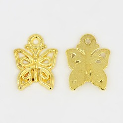 Золотой Сплавочные подвески тибетского стиля, бабочка, без кадмия и без свинца, золотые, 15x12.5x2 мм, отверстие : 2 мм