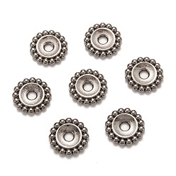 Черный Цвет Металла Сплавочные овальные бусины тибетского стиля , цветок, без свинца и без кадмия, металлический черный , 17.5x3 мм, отверстие : 4 мм