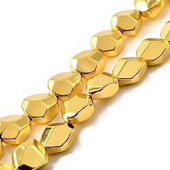 с Золотистым Покрытием Стеклянные бусины с гальваническим покрытием , самородки, полное покрытие, граненые, с золотым покрытием, 12x10x7 мм, отверстие : 1 мм, около 37 шт / нитка, 17.44'' (44.3 см)