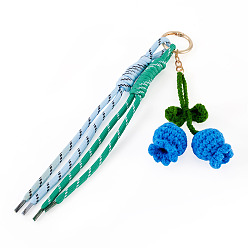 Blueberry Брелки-подвески из полиэстера, с кольцами для ключей из сплава, золотой свет, черника, 230~260 мм