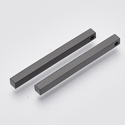 Черный Цвет Металла 201 подвески из нержавеющей стали, бар, металлический черный , 35x3x3 мм, отверстие : 1.5 мм