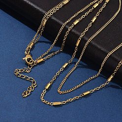 Золотой 304 двухслойные ожерелья из нержавеющей стали для женщин, ионное покрытие (ip), золотые, 16.57 дюйм (42.1 см), 48 удлинительная цепь мм