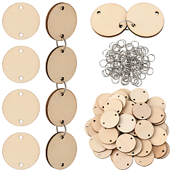 Бланшированный Миндаль 100 шт. неокрашенные необработанные деревянные звенья, 100 шт. 304 открытые соединительные кольца из нержавеющей стали, бланшированный миндаль, 30x2.5 мм, отверстие : 2.5 мм