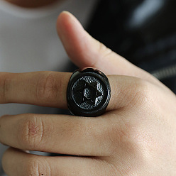 Черный Узор «Звезда Давида» 304 перстни из нержавеющей стали для мужчин, чёрные, размер США 8 (18.1 мм)