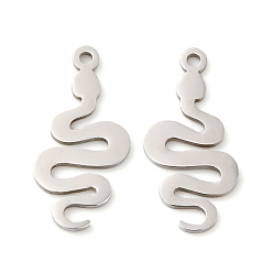 Нержавеющая Сталь Цвет Не тускнеющие 201 подвески из нержавеющей стали, очарование змеи, цвет нержавеющей стали, 21.5x10x1 мм, отверстие : 1.4 мм