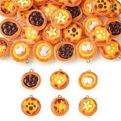 (52) Непрозрачная лаванда 30 шт 6 стили подвески из непрозрачной смолы, яичный тарт, с платиновыми тоновыми железными петлями, разноцветные, 24~25x19.5~20x9.5~12 мм, отверстие : 1.8~2x1.8~2.5 мм, 5 шт / стиль