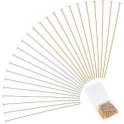 Золотой & Цвет Нержавеющей Стали 400 шт. 2 цвета 304 штифты с плоской головкой из нержавеющей стали, золотые и нержавеющая сталь цвет, 40.5x0.6 мм, 22 датчик, Руководитель: 1.4 mm, 200 шт / цвет