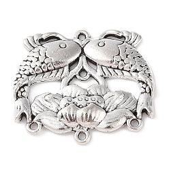 Античное Серебро Сплав люстра компонента ссылки тибетском стиле, без кадмия и без свинца, рыба, античное серебро, 26x29.5x3 мм, отверстие : 1.2 мм, Около 224 шт / 1000 г