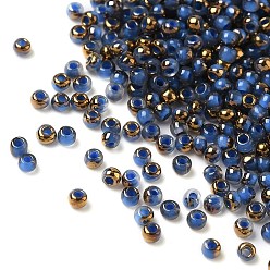 Синий Гальваническим стеклянные бусины, круглые, с золотым покрытием, синие, 2x1.5 мм, отверстие : 0.7 мм, 700 шт / комплект
