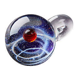 Blue DIY Starry Sky Style Pendant Necklaces Making, include Handmade Lampwork Pendants, Spray Painted Cowhide Leather Cords, Brass Snake Chain Making and Jewelry Boxes, Blue, 28.5~30x20~21x19~20mm, Hole: 3~4mm