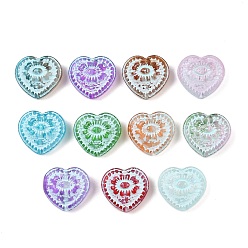(52) Непрозрачная лаванда Краска для выпечки и стеклянные бусины, окрашенные распылением, сердце, разноцветные, 14.5x16x4.5 мм, отверстие : 1 мм