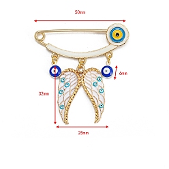 Wing Брошь-подвеска из сплава сглаза с эмалью, золотые, крыло, 50 мм, Кулон : 6~32 мм