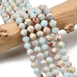 Бледно-бирюзовый Синтетический Шушан камень бисер пряди, звезды вырезать круглые бусы, граненые, бледные бирюзовая, 5~6x5~6x5~6 мм, отверстие : 1~1.2 мм, около 64~68 шт / нитка, 14.80''~15.04'' (37.6~38.2 см)