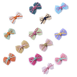 (52) Непрозрачная лаванда Аксессуары костюма из ткани, бантом и бигуди, разноцветные, 35~40x44.5~48x12~14 мм