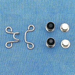 Jet Alloy Rhinestone Adjustable Jean Button Pins, Waist Tightener, Platinum, Sewing Fasteners for Garment Accessories, Jet, 27x11mm